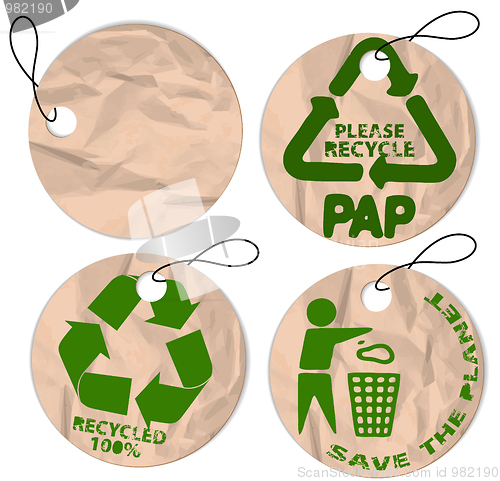 Image of grunge paper tags for recycling