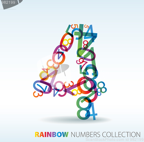 Image of Number four made from colorful numbers