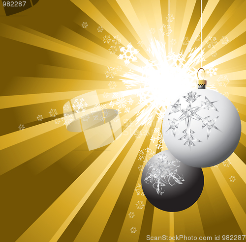 Image of Christmas bulbs with snowflakes