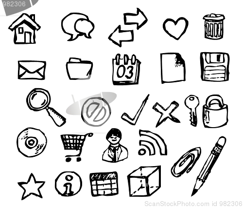 Image of Set of doodle computer icons