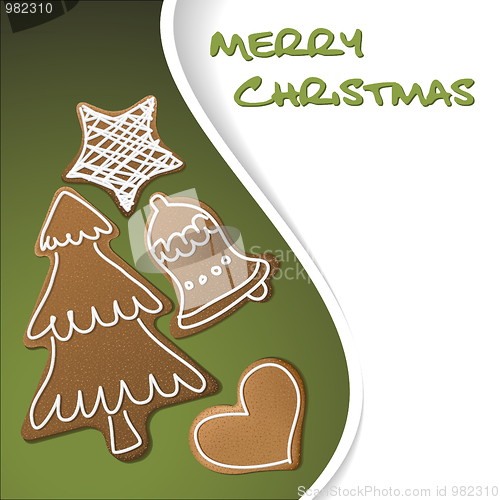 Image of Christmas card - gingerbreads with white icing