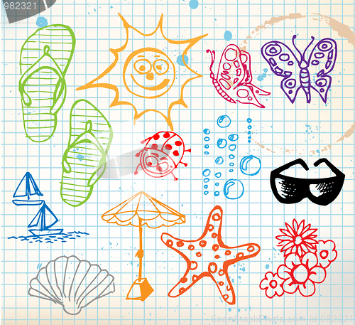 Image of Summer doodle elements