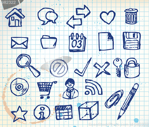 Image of Set of doodle computer icons