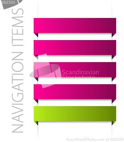 Image of modern pink navigation items on white