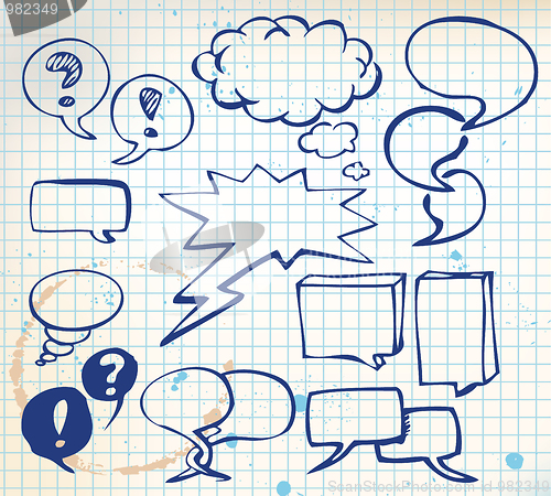 Image of Set of doodle speech bubbles