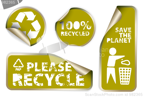 Image of labels badges and stickers with recycle icons