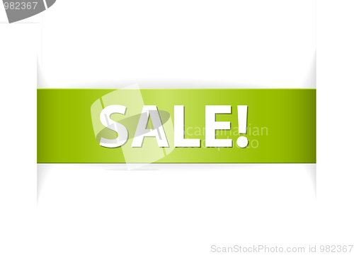 Image of New green paper ribbon sale tag