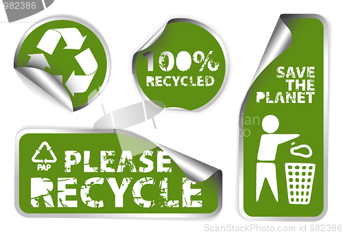 Image of Set of green recycle labels