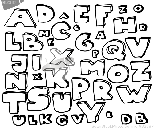 Image of Hand drawn doodle alphabet