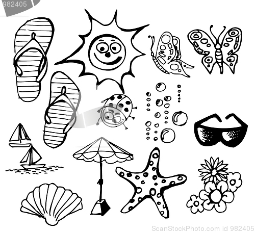 Image of Summer doodle elements