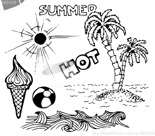 Image of Summer doodle elements