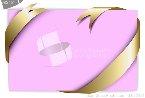 Image of Golden ribbon around blank rose paper