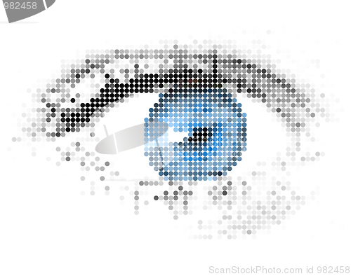 Image of Abstract human - digital - blue eye