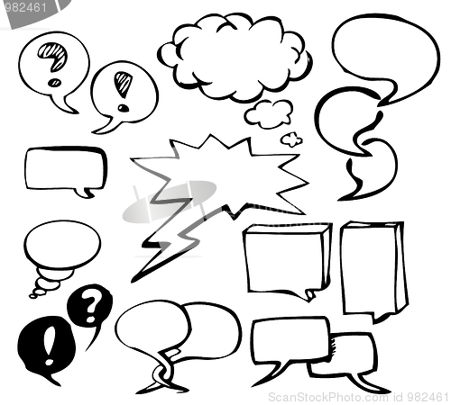 Image of Set of doodle speech bubbles