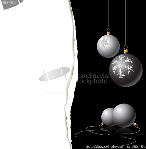 Image of Christmas card - black and white bulbs