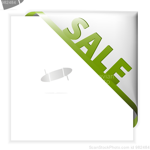 Image of White corner ribbon for items with sale
