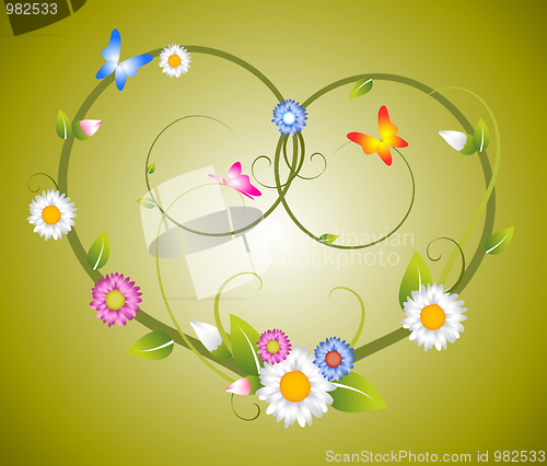 Image of Spring floral heart made from flowers