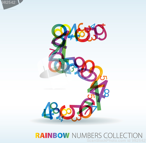 Image of Number five made from colorful numbers