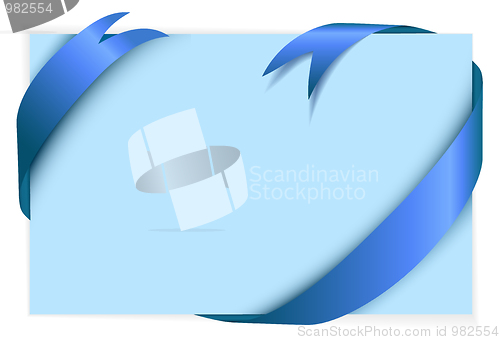 Image of Blue ribbon around blank light blue paper