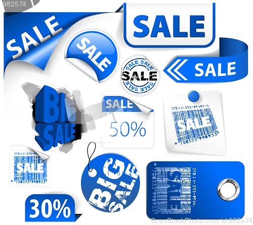 Image of Set of blue discount elements