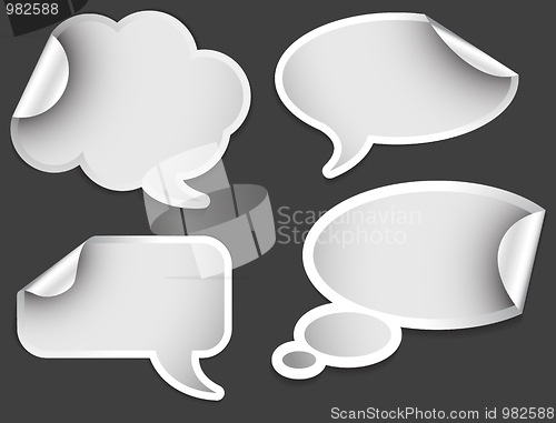 Image of Set of white comic clouds and bubbles as stickers