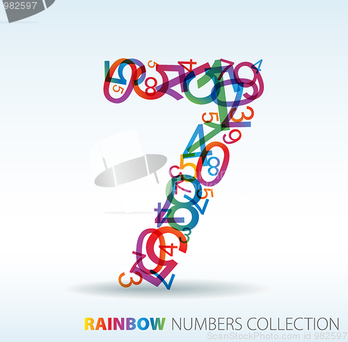 Image of Number seven made from colorful numbers