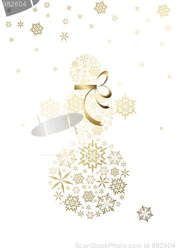 Image of snowman made from golden snowflakes