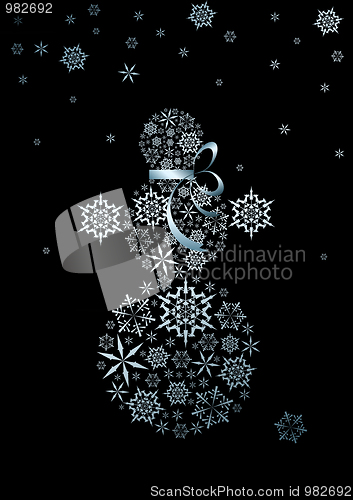 Image of snowman made from silver snowflakes