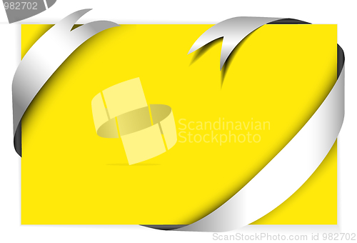 Image of White ribbon around blank yellow paper