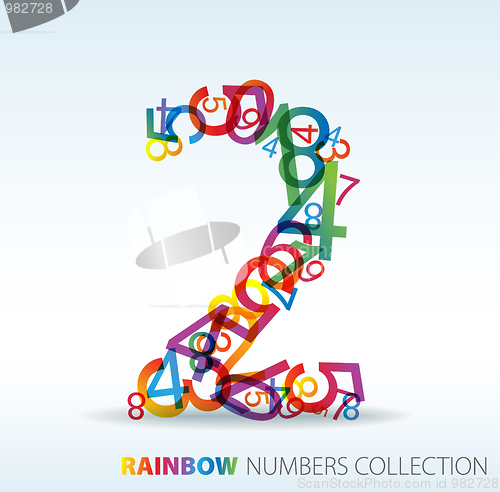 Image of Number two made from colorful numbers