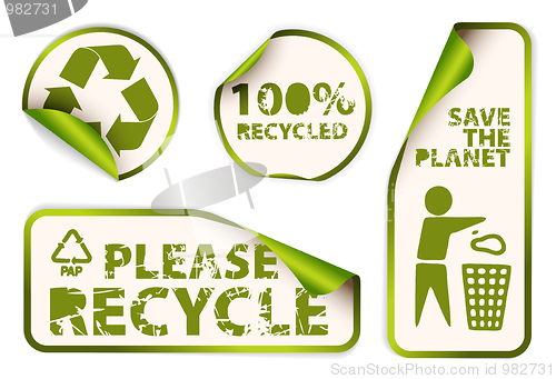 Image of Set of recycled labels badges and stickers