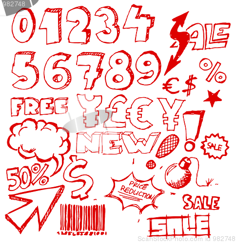 Image of Set of doodle eshop / advert elements