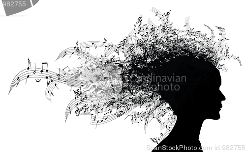 Image of Musical woman portrait silhouette