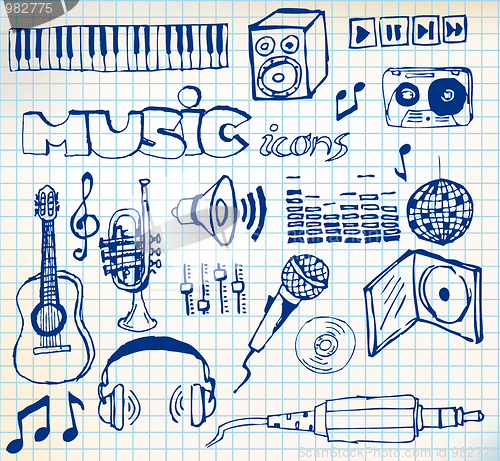 Image of Set of music hand-drawn icons