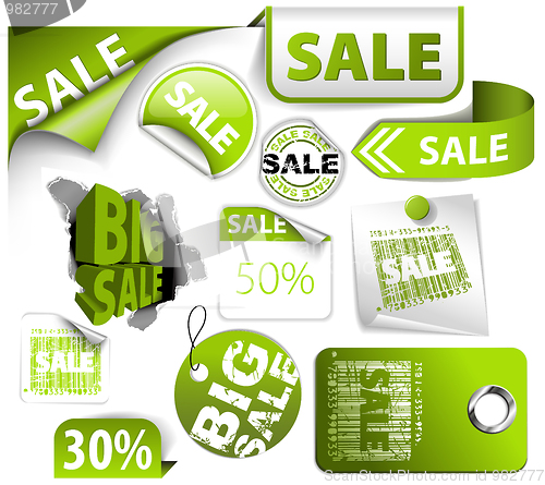 Image of Set of green discount elements