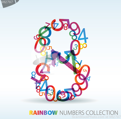 Image of Number eight made from colorful numbers