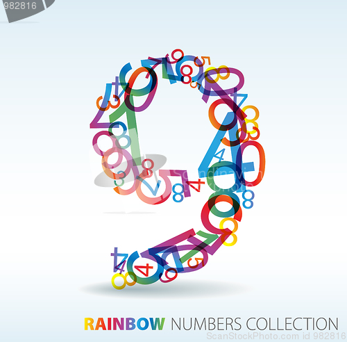 Image of Number nine made from colorful numbers