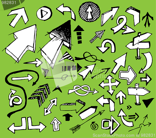Image of Set of white doodle arrows