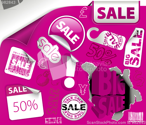 Image of Set of purple discount elements