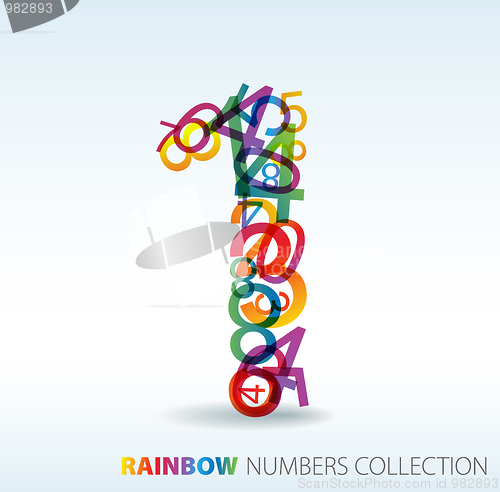 Image of Number one made from colorful numbers