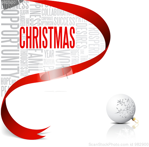 Image of Christmas card with red ribbon