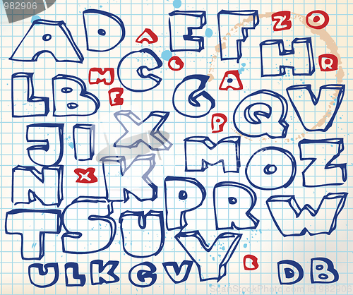 Image of Hand drawn doodle alphabet