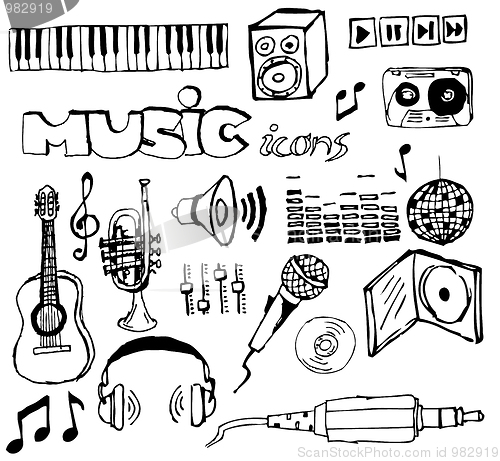 Image of Set of music hand-drawn icons