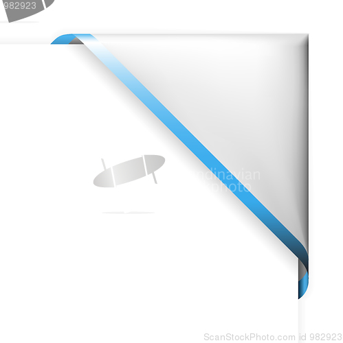 Image of White corner ribbon with blue thin border