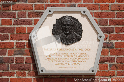 Image of The plaque in the wall of St Mary's Church in Cracow