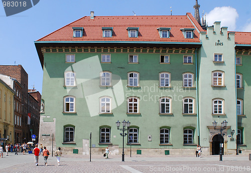 Image of Tourists on the Maly Rynek in Cracow, Poland 