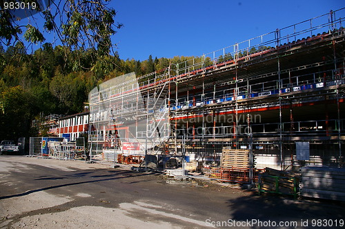 Image of a construction site with scaffolding