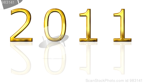 Image of Year 2011 3d golden with reflection