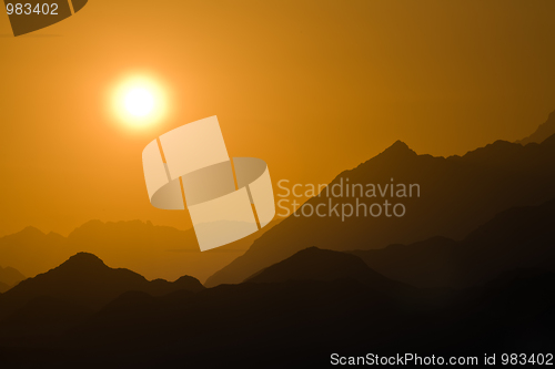 Image of sunset in mountain desert