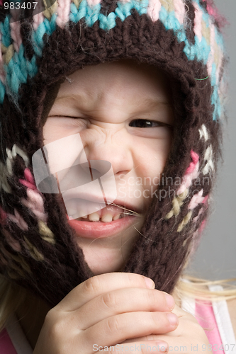 Image of funny girl in winter hat